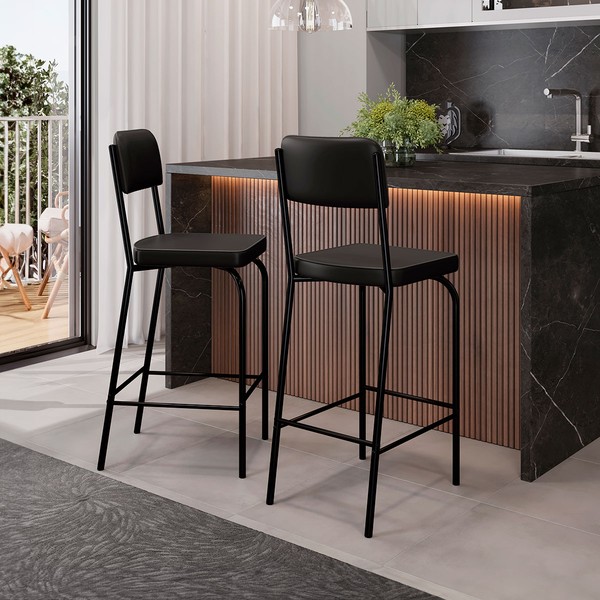 Banqueta Kit 2 Banquetas Embal Vintage Preto - Art Panta