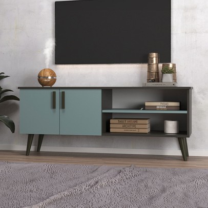 Rack para TV Até 55 Polegadas Catar 2 Portas Grafite/Grey - Deibe Móveis