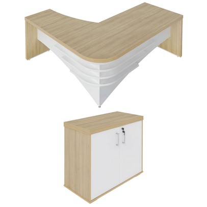 Escritório Completo Juiz 2 Portas 1 Prateleira Carvalho/Branco - Pnr Móveis