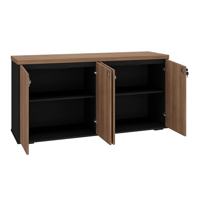 Escritório Completo Senador 5 Portas 4 Prateleiras Nogal/Preto - Pnr Móveis