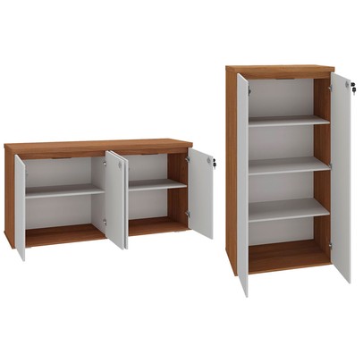 Escritório Completo Comissário 6 Portas 5 Prateleiras Freijó/Branco - Pnr Móveis