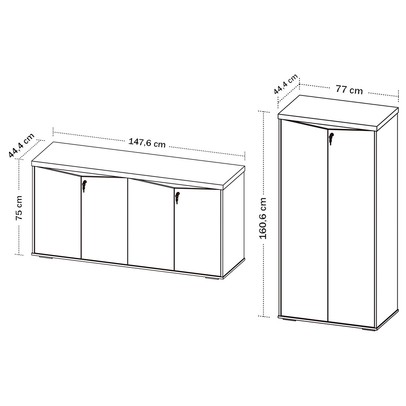 Escritório Completo Comissário 6 Portas 5 Prateleiras Freijó/Branco - Pnr Móveis