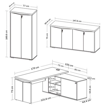 Escritório Completo Comissário 7 Portas 7 Prateleiras Freijó/Branco - Pnr Móveis