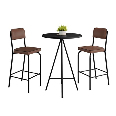 Mesa Bistrô com 2 Banquetas Milão Preto/Marrom - Art Panta