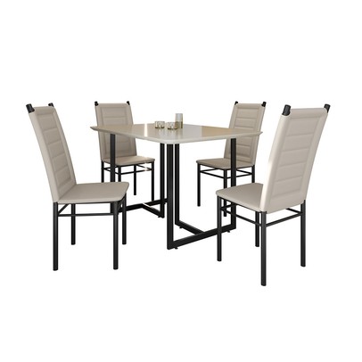 Mesa de Jantar 4 Lugares Belle Tokio Preto/Off White - Art Panta