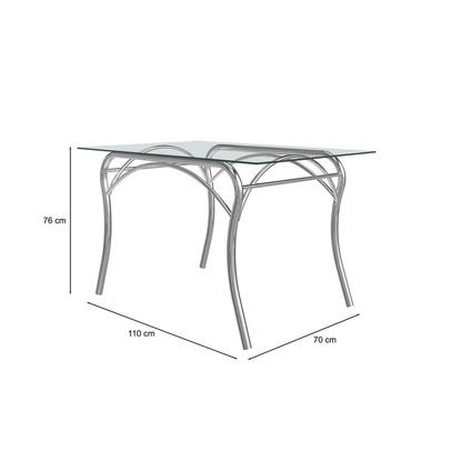 Mesa de Jantar 4 Cadeiras Lion Tokio com Vidro Cromado/Preto - Art Panta