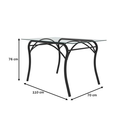 Mesa de Jantar 4 Lugares Lion Tokio com Vidro Preto - Art Panta