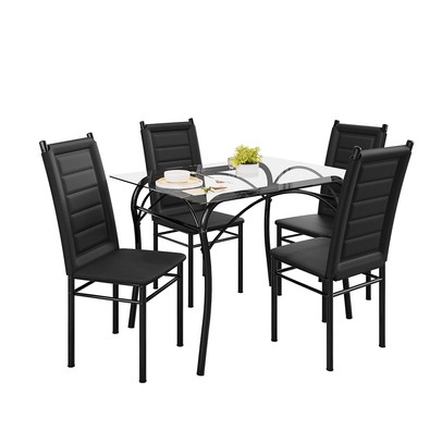 Mesa de Jantar 4 Lugares Lion Tokio com Vidro Preto - Art Panta