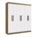 Guarda-Roupa Casal New Xangai 6 Portas 2 Gavetas 100% Mdf Off White/Nogueira - Doripel