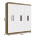 Guarda-Roupa Casal New Xangai 6 Portas 2 Gavetas 100% Mdf Off White/Nogueira - Doripel