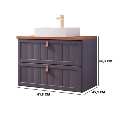 Armário de Banheiro Sense 60 Cm 1 Porta e 1 Gaveta 100% Mdf Titanium/Freijó - Mgm Móveis