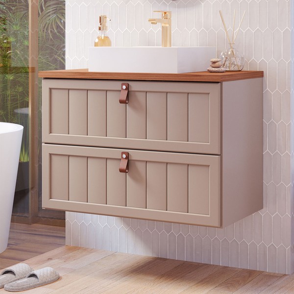 Armário de Banheiro Sense 60 Cm 1 Porta e 1 Gaveta 100% Mdf Cappuccino/Freijó - Mgm Móveis