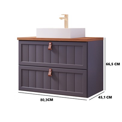 Armário de Banheiro Sense 80 Cm 1 Porta e 1 Gaveta 100% Mdf Titanium/Freijó - Mgm Móveis