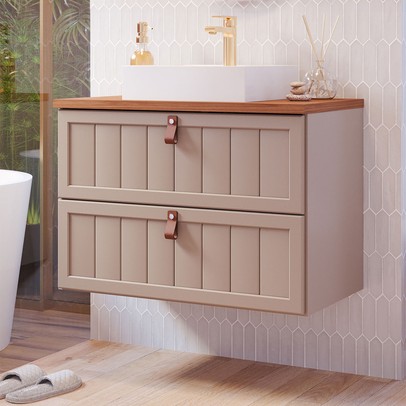 Armário de Banheiro Sense 80 Cm 1 Porta e 1 Gaveta 100% Mdf Cappuccino/Freijó - Mgm Móveis