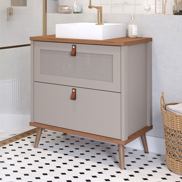 Armário de Banheiro Veneto 60 Cm 1 Porta e 1 Gaveta 100% Mdf Cappuccino/Freijó - Mgm Móveis