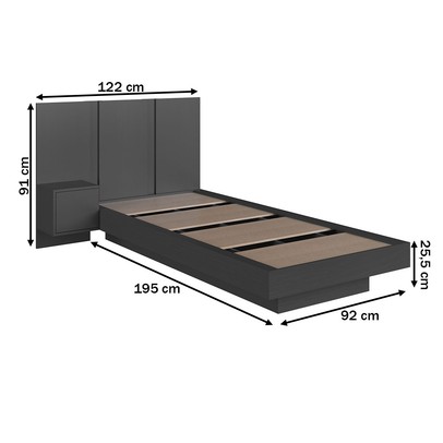 Cama Solteiro Zurique 1 Porta Grafite - Art In Móveis