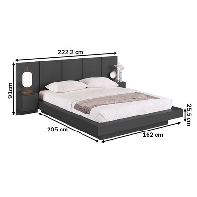 Cama Queen Zurique 2 Portas Grafite - Art In Móveis