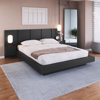 Cama Queen Zurique 2 Portas Grafite - Art In Móveis