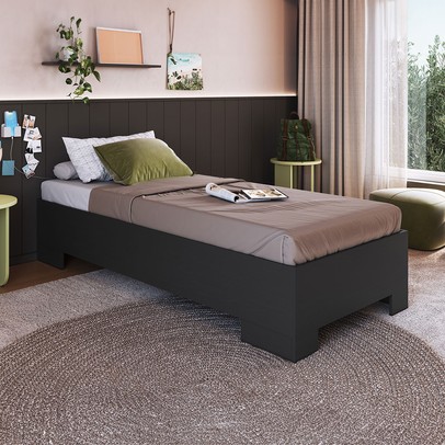 Cama Solteiro Xangai Grafite - Art In Móveis