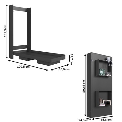 Cama Solteiro Vancouver Articulável Grafite - Art In Móveis