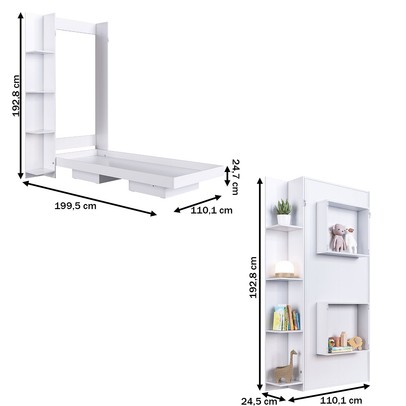 Cama Solteiro Vancouver Articulável 4 Prateleiras Branco - Art In Móveis