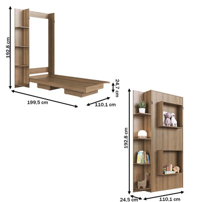 Cama Solteiro Vancouver Articulável 4 Prateleiras Mel - Art In Móveis
