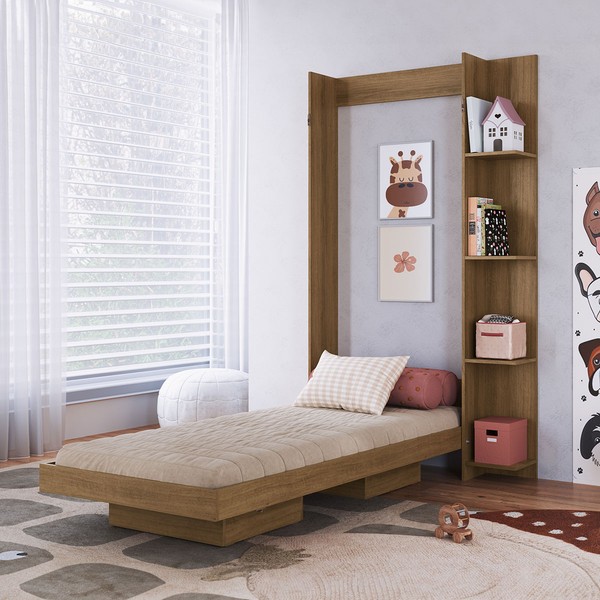 Cama Solteiro Vancouver Articulável 4 Prateleiras Mel - Art In Móveis