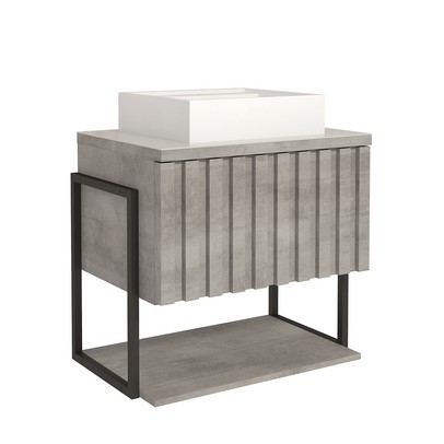 Armário de Banheiro Frise 60cm 1 Porta 100% Mdf Cimento - Mgm Móveis