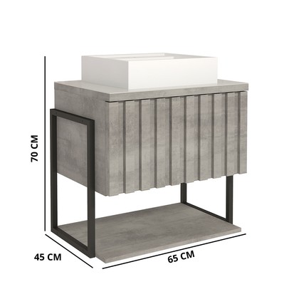 Armário de Banheiro Frise 60cm 1 Porta 100% Mdf Cimento - Mgm Móveis