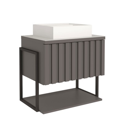 Armário de Banheiro Frise 60cm 1 Porta 100% Mdf Titanium - Mgm Móveis