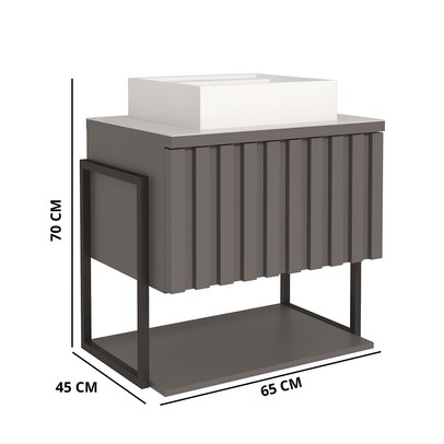 Armário de Banheiro Frise 60cm 1 Porta 100% Mdf Titanium - Mgm Móveis