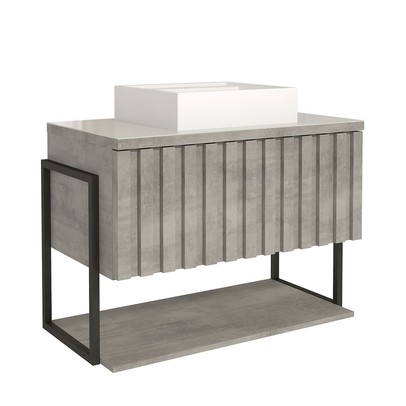 Armário de Banheiro Frise 80cm 1 Porta 100% Mdf Cimento - Mgm Móveis