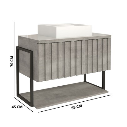 Armário de Banheiro Frise 80cm 1 Porta 100% Mdf Cimento - Mgm Móveis