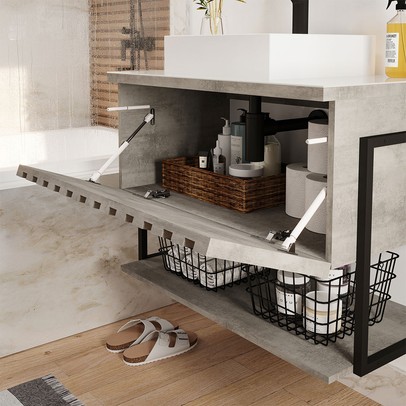 Armário de Banheiro Frise 80cm 1 Porta 100% Mdf Cimento - Mgm Móveis