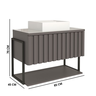 Armário de Banheiro Frise 80cm 1 Porta 100% Mdf Titanium - Mgm Móveis