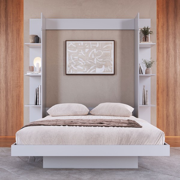 Cama Casal Vancouver Articulável 8 Prateleiras Branco - Art In Móveis