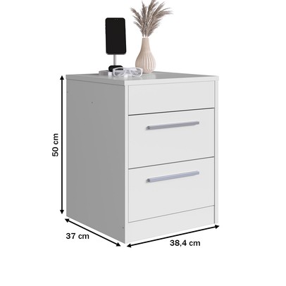 Mesa de Cabeceira Lock 2 Gavetas Branco - Art In Móveis