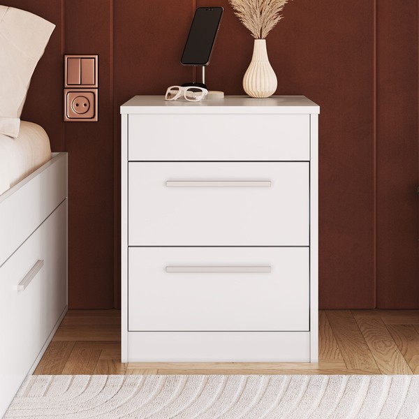 Mesa de Cabeceira Lock 2 Gavetas Branco - Art In Móveis