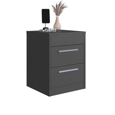 Mesa de Cabeceira Lock 2 Gavetas Grafite - Art In Móveis