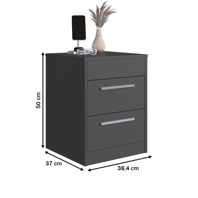 Mesa de Cabeceira Lock 2 Gavetas Grafite - Art In Móveis