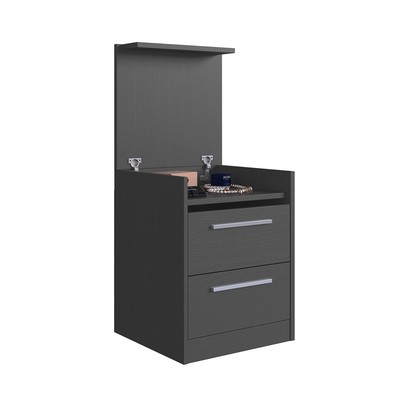 Mesa de Cabeceira Lock 2 Gavetas Grafite - Art In Móveis