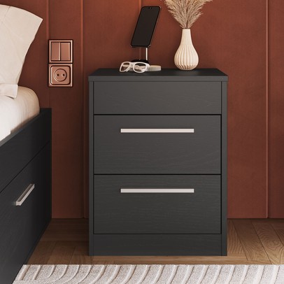 Mesa de Cabeceira Lock 2 Gavetas Grafite - Art In Móveis