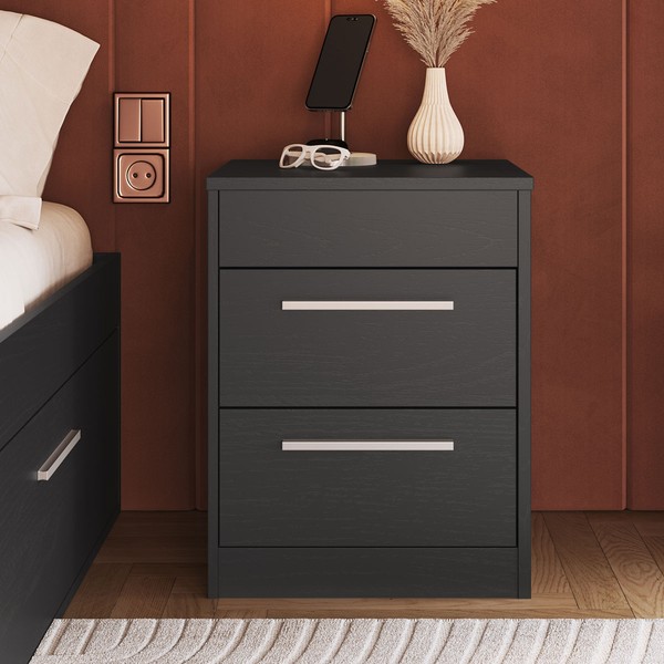 Mesa de Cabeceira Lock 2 Gavetas Grafite - Art In Móveis