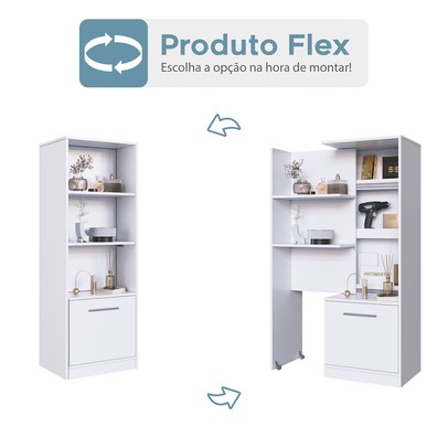 Estante para Livros Lock 1 Porta com Compartimento Oculto Branco - Art In Móveis