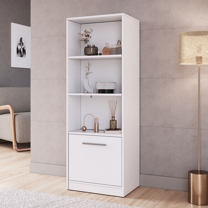 Estante para Livros Lock 1 Porta com Compartimento Oculto Branco - Art In Móveis