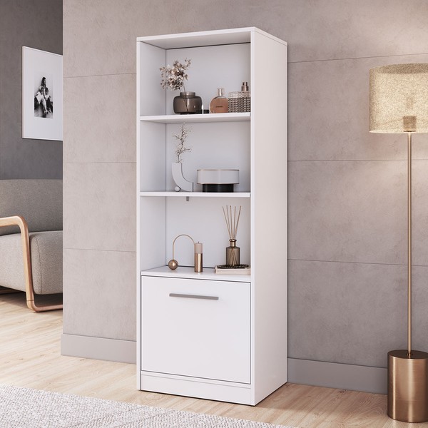 Estante para Livros Lock 1 Porta com Compartimento Oculto Branco - Art In Móveis