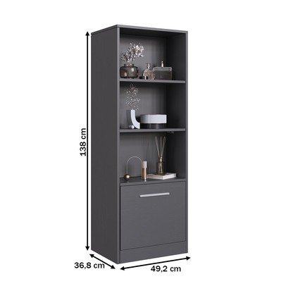 Estante para Livros Lock 1 Porta com Compartimento Oculto Grafite - Art In Móveis