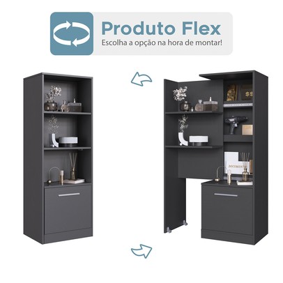 Estante para Livros Lock 1 Porta com Compartimento Oculto Grafite - Art In Móveis
