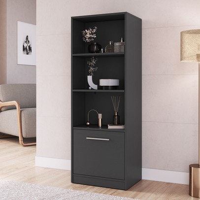 Estante para Livros Lock 1 Porta com Compartimento Oculto Grafite - Art In Móveis