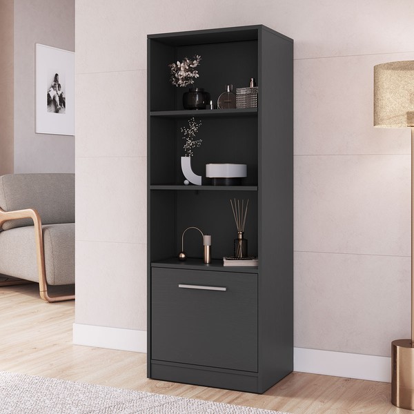 Estante para Livros Lock 1 Porta com Compartimento Oculto Grafite - Art In Móveis